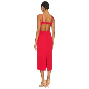 Bardot Vienna Midi Dress in Flame Orange 2 New Womens Cut out Cocktail thumbnail 2
