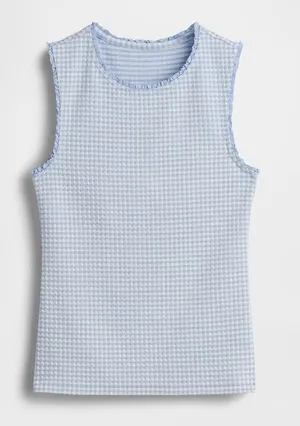 Gap Gingham Pointelle Shell Tank Top, Med thumbnail 1