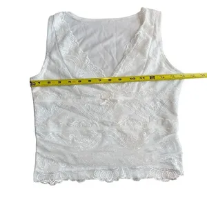 Cider Women's S Lace Tank Top Crop White Plunge Neck‎ Y2K Coastal Romantic NWT thumbnail 8
