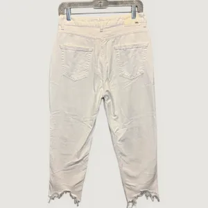 1971 | Zara Distressed High Rise Straight Leg Raw Hem White Jeans Womens‎ 8 thumbnail 2