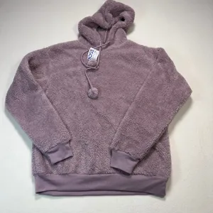 Cold Crush Womens Teddy Fleece‎ Hoodie Pom Pom Drawstring Purple Small NWT thumbnail 1