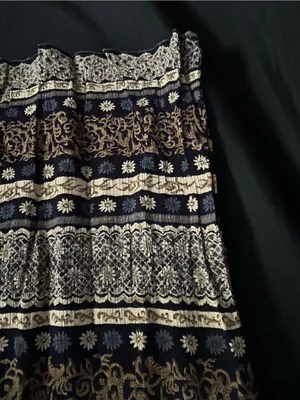 First Option Women’s Black & Cream Patterned Midi Skirt SZ MD thumbnail 6