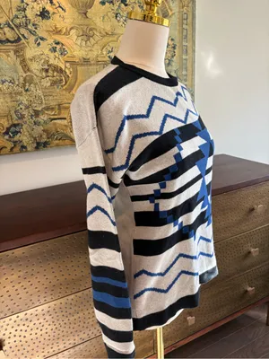 Gianni Bini Blue Knit Top with Black Trim thumbnail 3