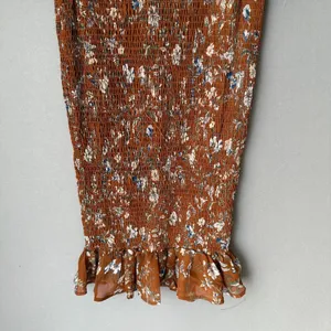 Princess Polly‎ sz 6 Rust Orange Floral boho fitted midi Dress NWOT thumbnail 8