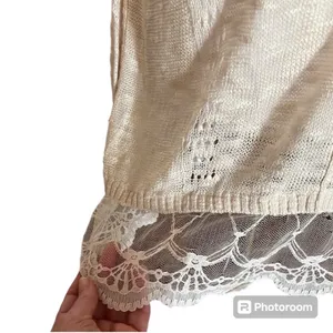Moon & Maddison Cream Knit Lace Trim Tunic Top thumbnail 12