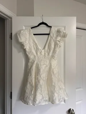 New Showpo Brailey Mini Dress Puff Sleeve Fit and Flare Dress - Small MSRP $119 thumbnail 5
