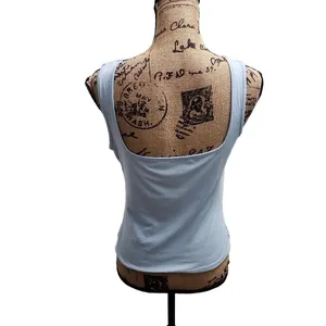 Womens‎ Tank Top Size XL Light Blue Ruched Square Neckline Casual Chic thumbnail 3