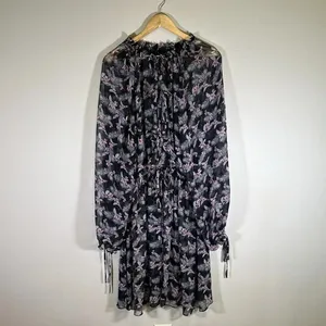 Victoria’s Secret Black Ruffle Floral Print Chiffon Kimono Size M/L Swim Flowy thumbnail 3