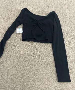 Ab43 woman top long sleeve black open crop medium thumbnail 1