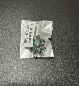 Southwestern Faux Turquoise Flower Dangle Earrings Silver Tone Boho thumbnail 4