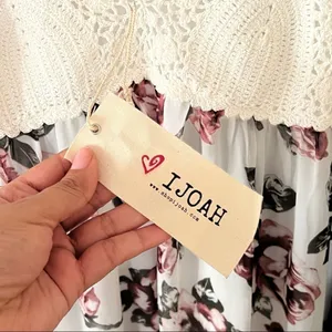 IJOAH Maxi Dress Small Floral Crochet Bodice Tie Strap White Boho D6A2492 thumbnail 3