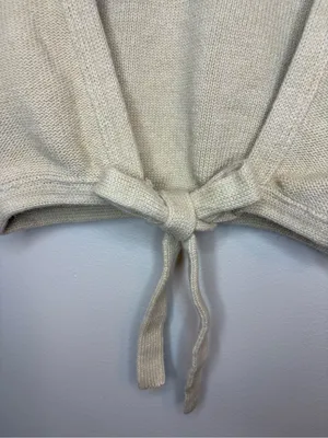 Rue Stiic L Cream Cotton Knit Open Back Tie Back Cropped Top thumbnail 13