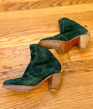 J Shoes Ranch 2 Green Suede Leather Zipper Ankle Boots Booties Women’s Size 7 thumbnail 2