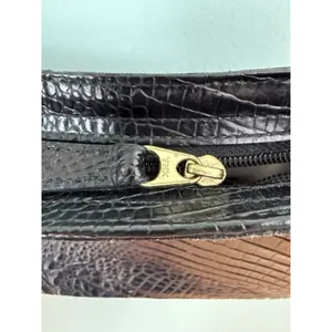 Brahmin black Anytime‎ Mini Melborn Croc Leather Shoulder Bag Hobo Luxury thumbnail 7