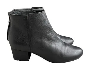 Steve Madden Ilana Ankle Leather Booties Women’s Size 8.5 Black Block Heel thumbnail 1