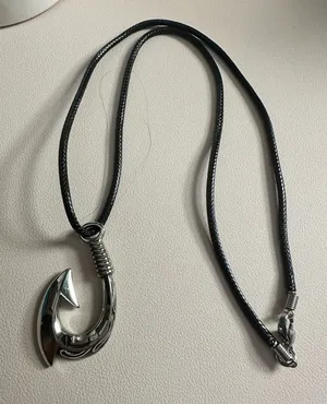 Stainless Steel Fishing Hook Pendant Necklace thumbnail 1