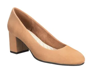 NWT Easy Street Proper Womens Block Heel Pumps PROPER Sand Suede Brown 9.5M thumbnail 1