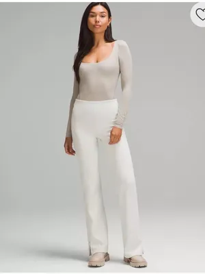 Lululemon Wundermost Ultra-Soft Nulu Square-Neck Long-Sleeve Bodysuit Riverstone thumbnail 3