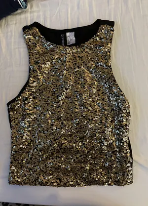 H&M Gold Crop Top thumbnail 1