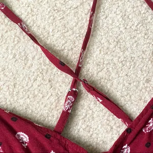 Hollister Red Print Dress Crossback Straps thumbnail 3