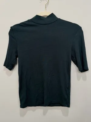Marine Layer Dark Green Ribbed Mock Neck Short Sleeve Top‎ Size Small thumbnail 2