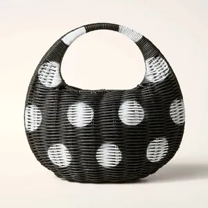 NWT Kate Spade x Target Polka Dot Wicker Crescent Saddle Bag‎ Black/White thumbnail 1