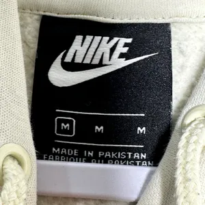 Nike Sportswear Essential Oversized Hoodie Cream Beige Embroidered Swoosh Medium thumbnail 3