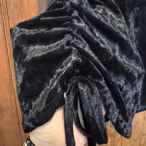 Vintage Y2K Black Velvet Mini Skirt Ruched Witch Whimsigoth Fairy Goth Rave‎ XL thumbnail 4