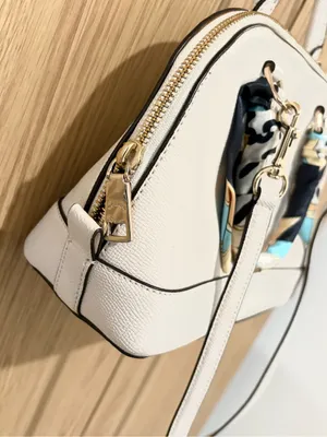 NWOT Coach Canvas Crossbody/shoulder Bag White With Twilly Silk Ribbon thumbnail 4