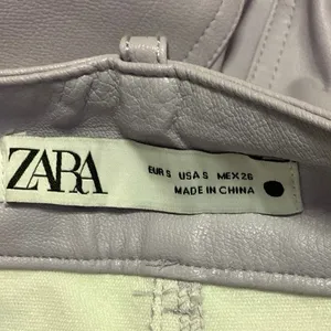Zara Lilac Purple Wide Straight Leg Baggy Leather Pockets Casual Ankle Pants S thumbnail 4
