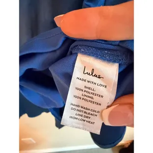 Lulus Mini Dress Womens‎ XL Royal Blue Satin One Shoulder Ruffle HD3911 Cocktail thumbnail 7