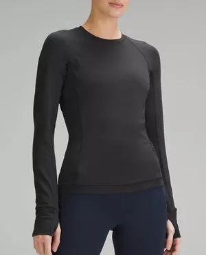Lululemon It’s Rulu Run Long Sleeve Size 10 Black Athletic Running Fitted Top thumbnail 1