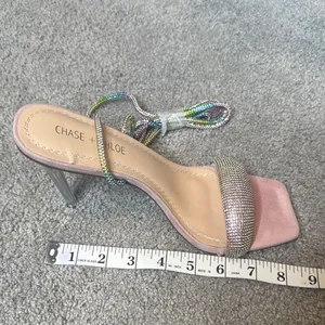 Pink Chase & Chloe Gia Rhinestone Strappy Open Toe Stiletto High Heel Size 9 NEW thumbnail 9
