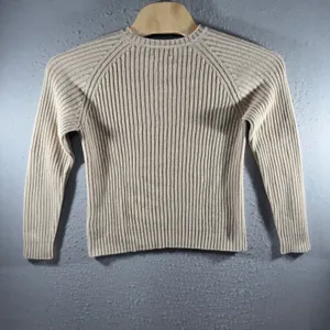 3278 | Vintage 90s Lands' End Ribbed Cotton Sweater Beige USA Made Women S thumbnail 2