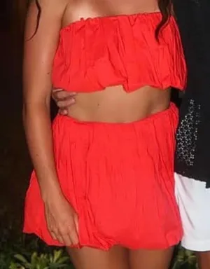 Giani Bernini Red bubble top and skirt set Size small Worn once Top has straps but you can wear strapless OG PRICE: $98 thumbnail 1