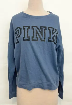 Victoria’s Secret PINK graphic Navy blue long sleeve sweatshirt medium thumbnail 1