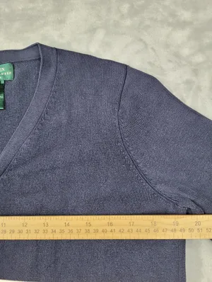 Lauren Ralph Lauren Navy Striped Silk Blend Cardigan Gold Button Petite S thumbnail 5