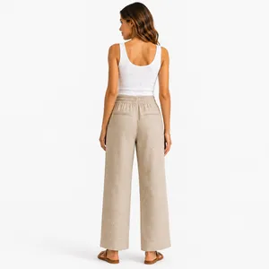 Quince Women 100% European Linen Pants Size Medium Flax Wide Leg Vacation Travel thumbnail 2