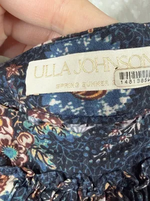 Ulla Johnson‎ Blue Brown Floral Tiered Puff Sleeve Top thumbnail 3