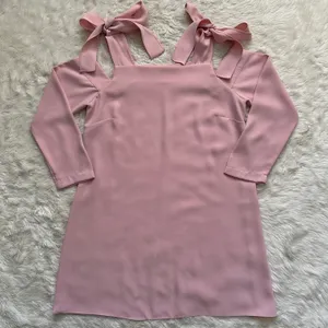 Amanda Uprichard Dress Cold Shoulder Bow Tie Long Sleeve Mini Pale Pink P thumbnail 4