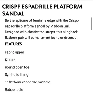 Madden Girl Black Espadrille Platform Sandals 8 thumbnail 15