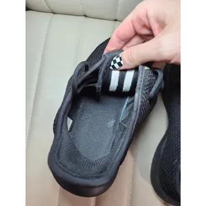 adidas Black Knit Low-Top Sneakers with Pink Trefoil thumbnail 5