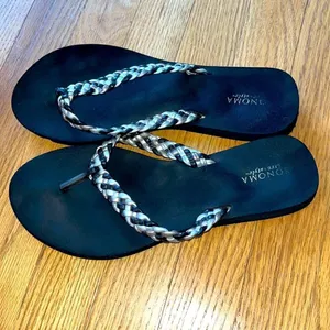 Sonoma Black Braided Thong Flip Flops- Possible Size 8.5/9? thumbnail 2