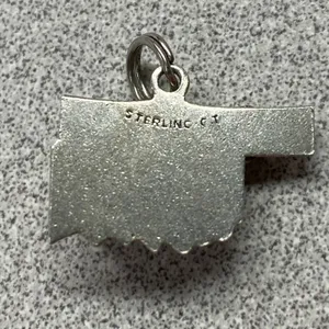 Sterling Oklahoma State Outline Charm Bridge Pendant Silver Metal thumbnail 2