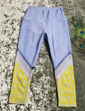 Alo Yoga Blue/Yellow Airbrush Tree Lace‎ Sky Leggings thumbnail 1