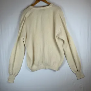 Peruvian Connection 100% Alpaca Handmade Cream V-Neck Cardigan Sweater XL thumbnail 2