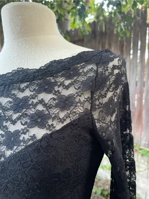 NWT Free People Dress lovely in lace black bell sleeves romantic whimsygoth M thumbnail 2