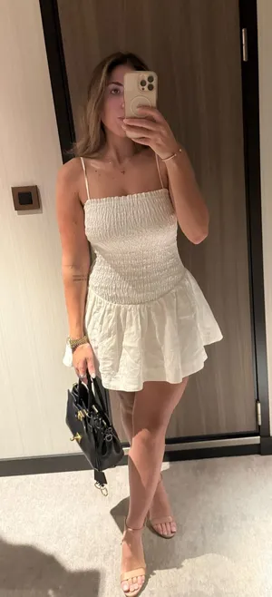 Wilfred Aritzia White Smocked Mini Dress Size XS thumbnail 1