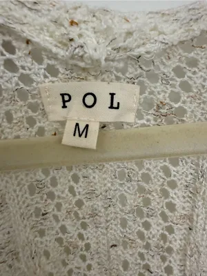 POL Light Cream Open Knit Women's Open Cardigan Sweater Women’s Size M thumbnail 3