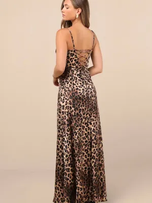 Lulu's Leopard Print Maxi Dress with Black Waist Panel thumbnail 3